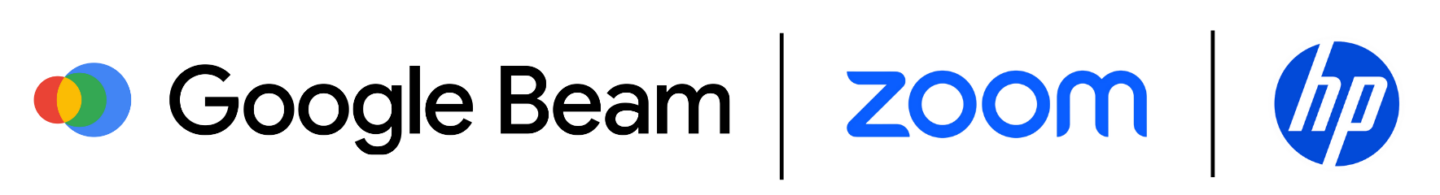 Google, HP, and Zooom three way logo lock up