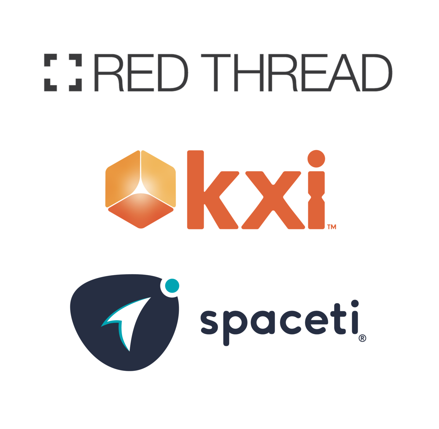 Spaceti, Red Thread, and KXI logo