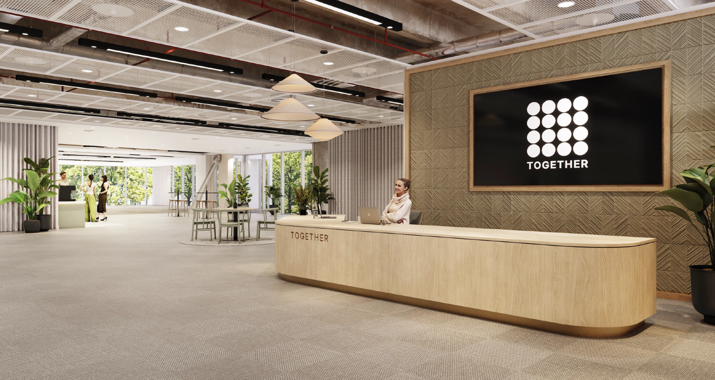 Image of the reception desk at Together